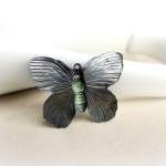 Platinum Butterfly, Hand Patina Pendant, Butterfly..