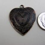 1 Solid Brass Heart Shaped Pendant, Hand Patina