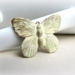 1 Cream Butterfly Pendant, Hand Patina Pendant