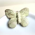 1 Cream Butterfly Pendant, Hand Patina Pendant
