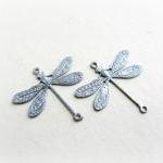 2 Platinum Butterfly Connectors, Silver Butterfly..