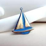 Nautical Sailboat Pendant, Brass Charm