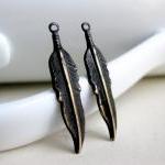 Brass Feather Charms Black Patina