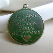 Solid Brass French Charm Green Patina