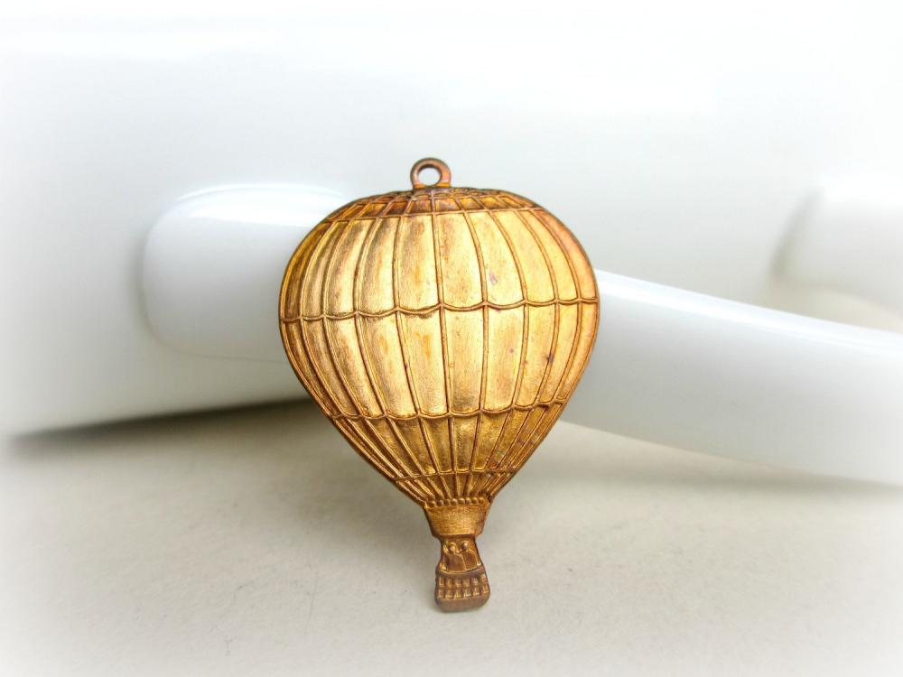 Air Balloon Pendant,gold Patina, Brass Pendant