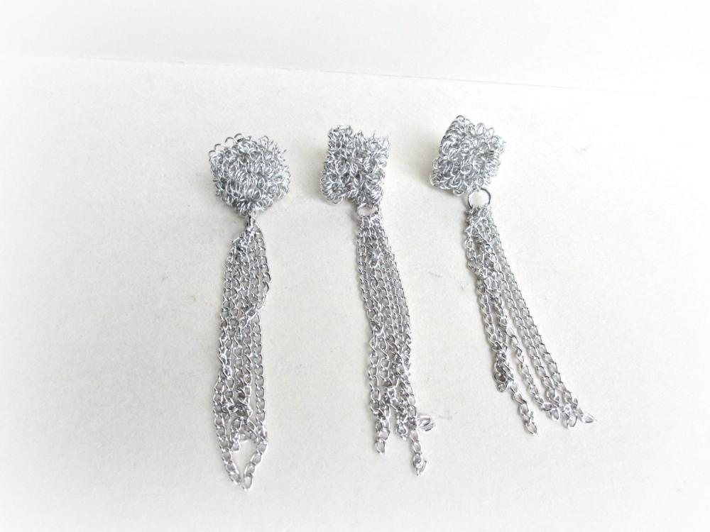20% Off Make Your Own Basketball Wives Earrings, Silver Cube Tassels